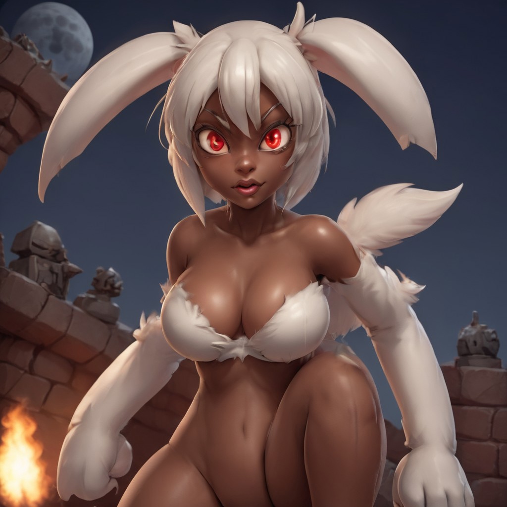 ai_generated big_breasts bottomless cave_story cleavage dark-skinned_female dark_skin doukutsu_monogatari frenzied_sue large_breasts monster_girl possessed_sue sue_sakamoto