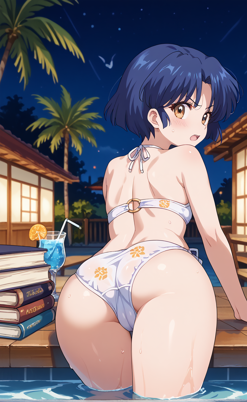 1girls ai_generated akane_tendo angry bikini blue_hair blush brown_eyes cute flat_chest ranma_1/2 rengoart sexy.ai sexy_pose swimsuit uncensored water