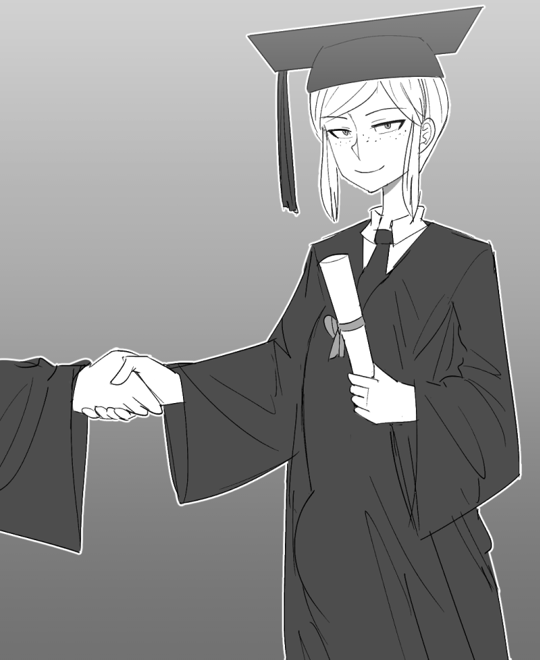 1boy 1boys 1male big_balls big_bulge big_penis bulge bulge_through_clothing digital_drawing_(artwork) digital_media_(artwork) femboy femboy_focus freckles freckles_on_face graduation graduation_cap graduation_robe huge_balls huge_bulge huge_cock huge_cock huge_testicles hyper hyper_balls hyper_bulge hyper_cock hyper_cock_femboy hyper_genitalia hyper_penis hyper_testicles large_balls large_bulge large_penis large_testicles line_art male male_only massive_balls massive_bulge massive_penis no_color noah_(octoboy) oc octoboy offscreen_character original_character shaking_hands smile tie twink white_hair