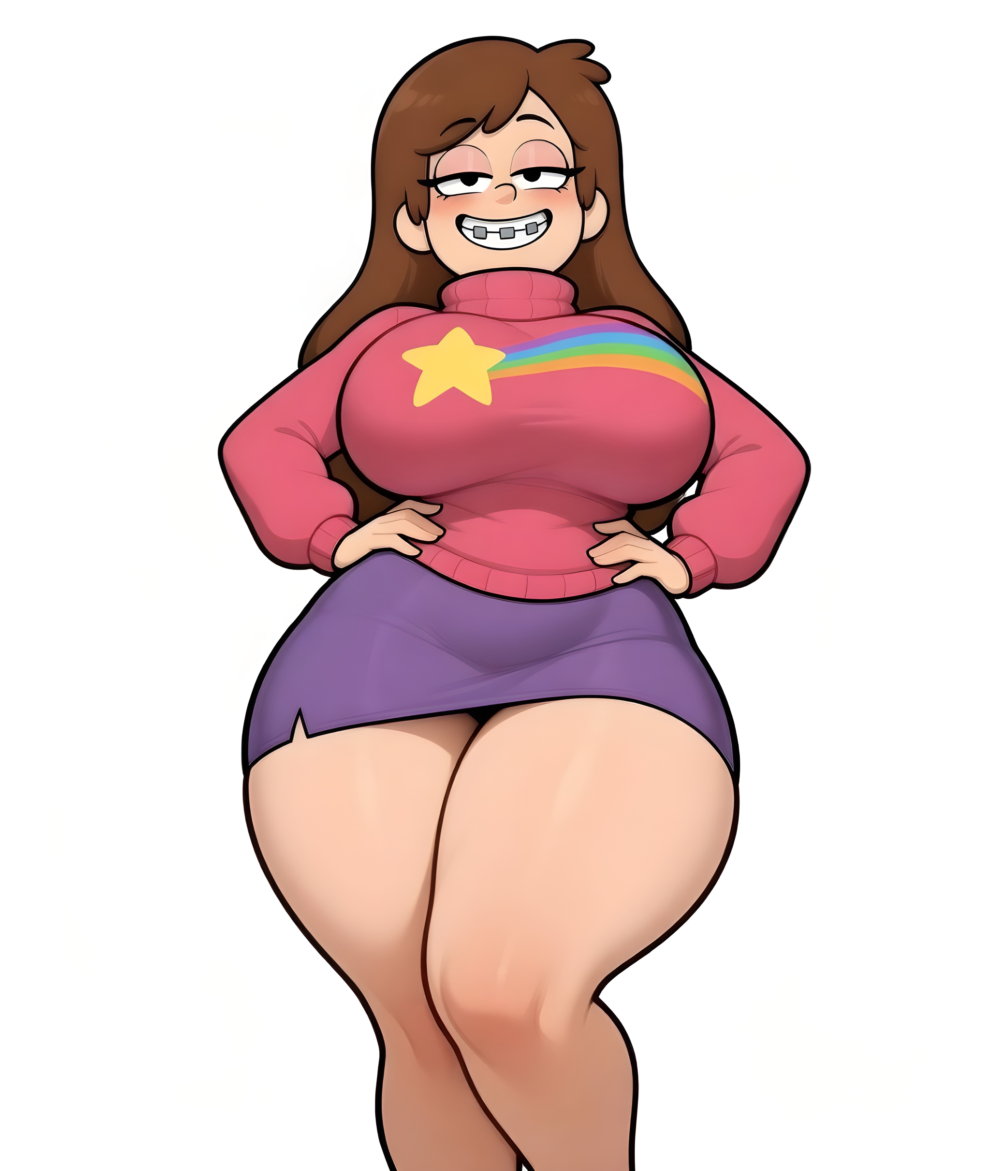 1female, 1girls, aged up, ai generated, big ass, big breasts, big butt, brasil louco, breasts, bubble ass, bubble butt, curvaceous, curvy, curvy body, curvy figure, cute, disney, dominant, dominant female, fat ass, fat butt, female, female only, gravity falls, happy, happy female, large ass, large breasts, looking at viewer, mabel pines, milf, milf body, presenting ass, seducing, seducing viewer, seductive, seductive look, seductive smile, sexy, sexy body, sexy pose, simple background, solo, solo female, solo focus, tagme, teen, teen girl, teenage female, teenage girl, teenager, thick ass, thick body, thick butt, thick thighs, voluptuous, voluptuous body, voluptuous female, white background