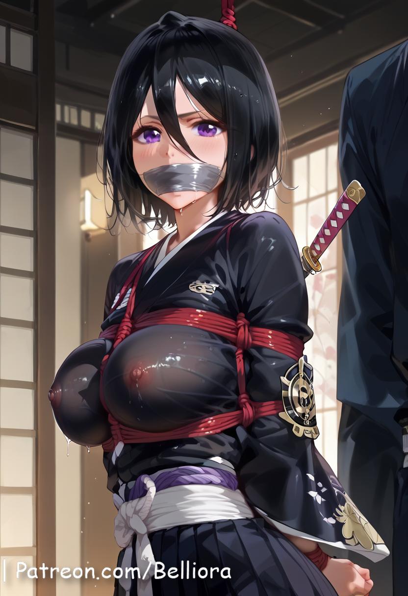 ai_generated armlet arms_under_breasts belliora belly bleach bleach:_the_thousand-year_blood_war bracelet chocker covered_areola covered_nipples female glowing_eyes half-closed_eye kuchiki_rukia large_breast looking_at_viewer milf naughty_face pink_bodycon_dress pink_eyes seductive_smile solo standing tan_skin wide_hips