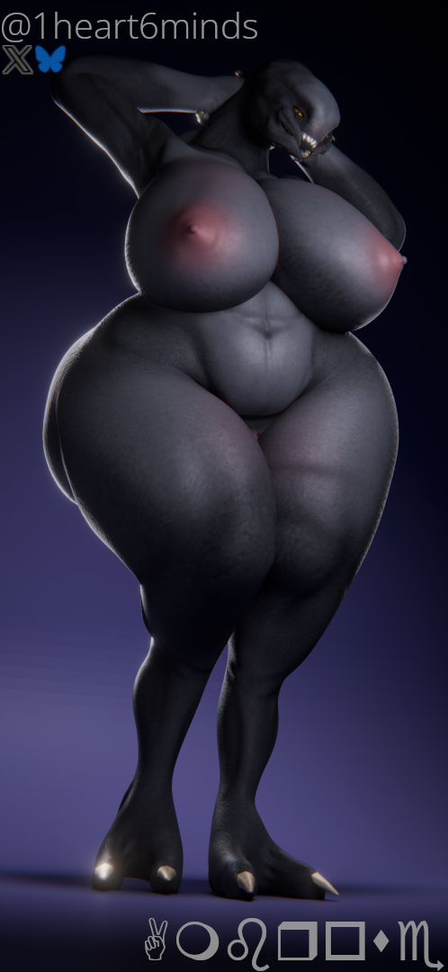 1heart6minds 3d_(artwork) alien anthro areola barely_visible_genitalia barely_visible_pussy big_breasts breasts digital_media_(artwork) female genitals grey_body halo_(series) hands_behind_head huge_breasts microsoft nipples nude pussy sangheili solo thick_thighs wide_hips xbox_game_studios