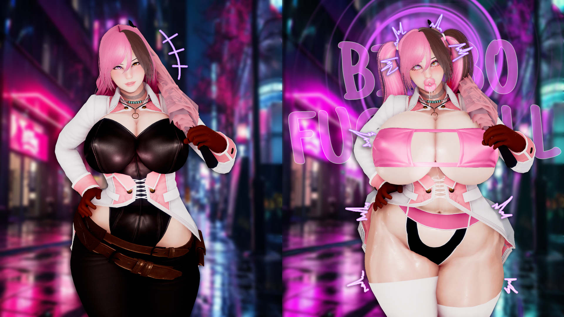 1girls, 3d, arcrad, big breasts, bimbo, bimbo lips, bimbofication, breasts, curvaceous, curvy, curvy body, curvy female, curvy figure, female, huge breasts, large breasts, multicolored hair, neo (rwby), neopolitan, rwby, thick thighs, thighs, voluptuous