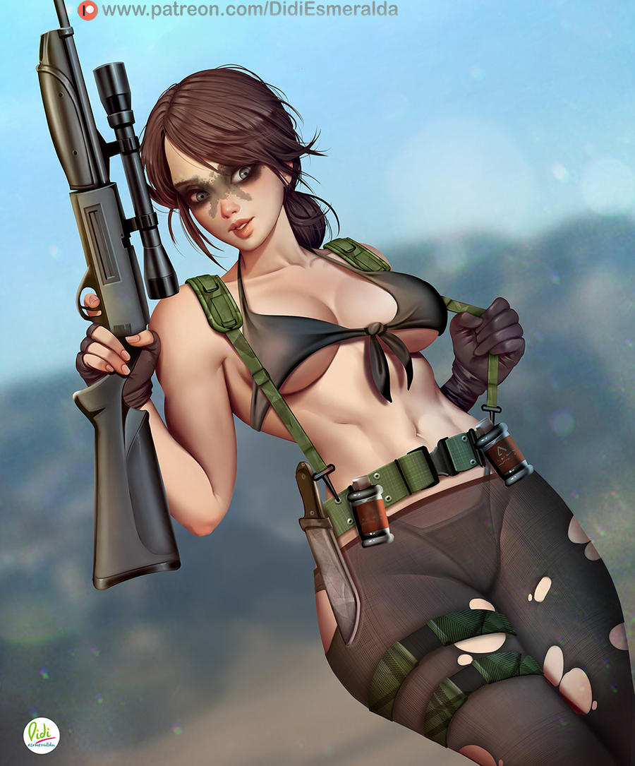 1girls, big breasts, breasts, cleavage, didi esmeralda, female, female only, large breasts, metal gear solid, metal gear solid v, pantyhose, quiet (metal gear), solo, torn pantyhose