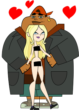 2d 2d_(artwork) accurate_art_style b_(tdi) black_skin cartoon_network censor_bar censored censorship clothed_male_nude_female dawn_(tdi) hand_grab heart looking_down_at_partner looking_up_at_partner small_beard teletoon total_drama:_revenge_of_the_island total_drama_(series) total_drama_island white_skin white_skinned_female