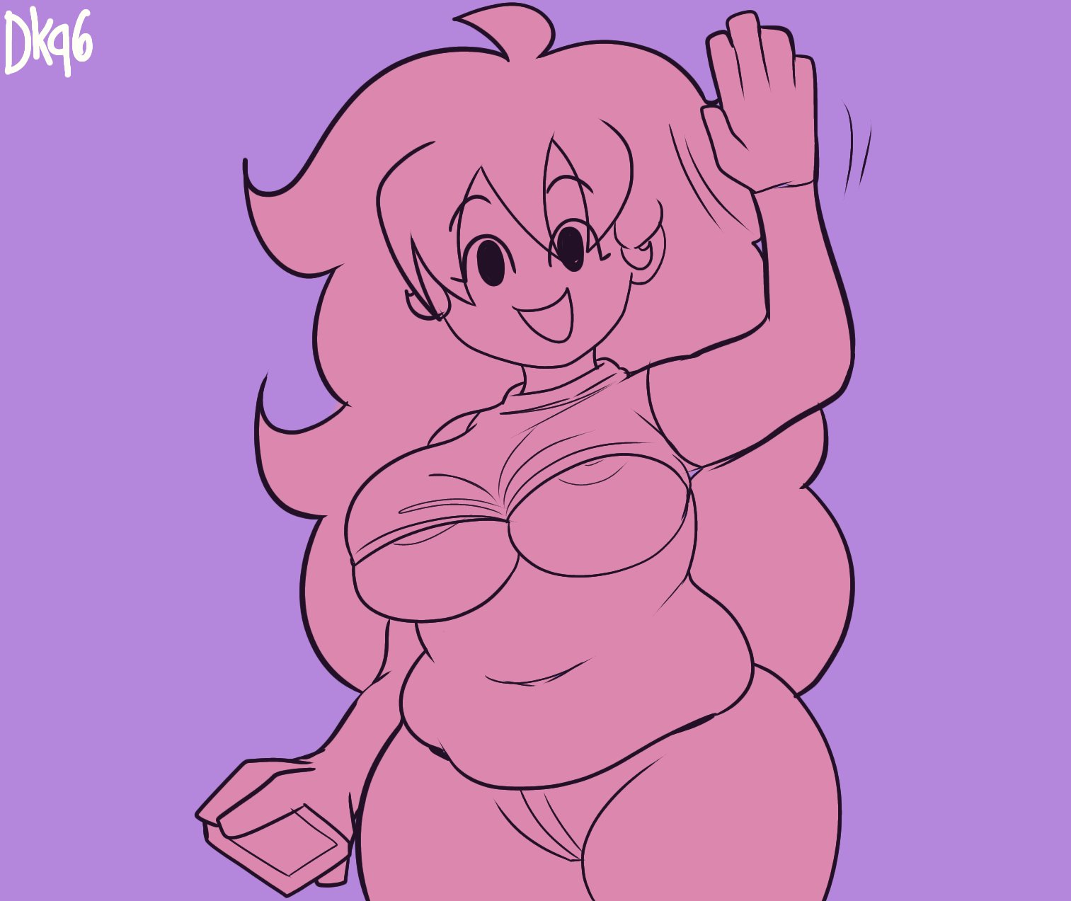 belly, belly fetish, big breasts, breasts, chubby, chubby female, daisykitty96, female, female only, friday night funkin, girlfriend (friday night funkin), solo, underboob, waving