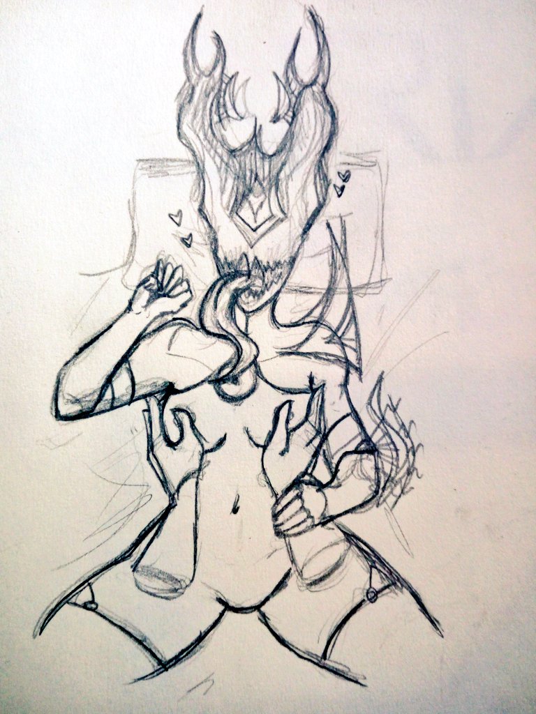 android android_girl anthro ass banshee banshee_(warframe) banshee_soprana big_breasts bouncy busty demon demon_girl fashionframe grabbing heart long_tongue monster_girl obscurium_(artist) pussy robot_girl
 sketch spreading_legs thick_thighs tongue_out warframe