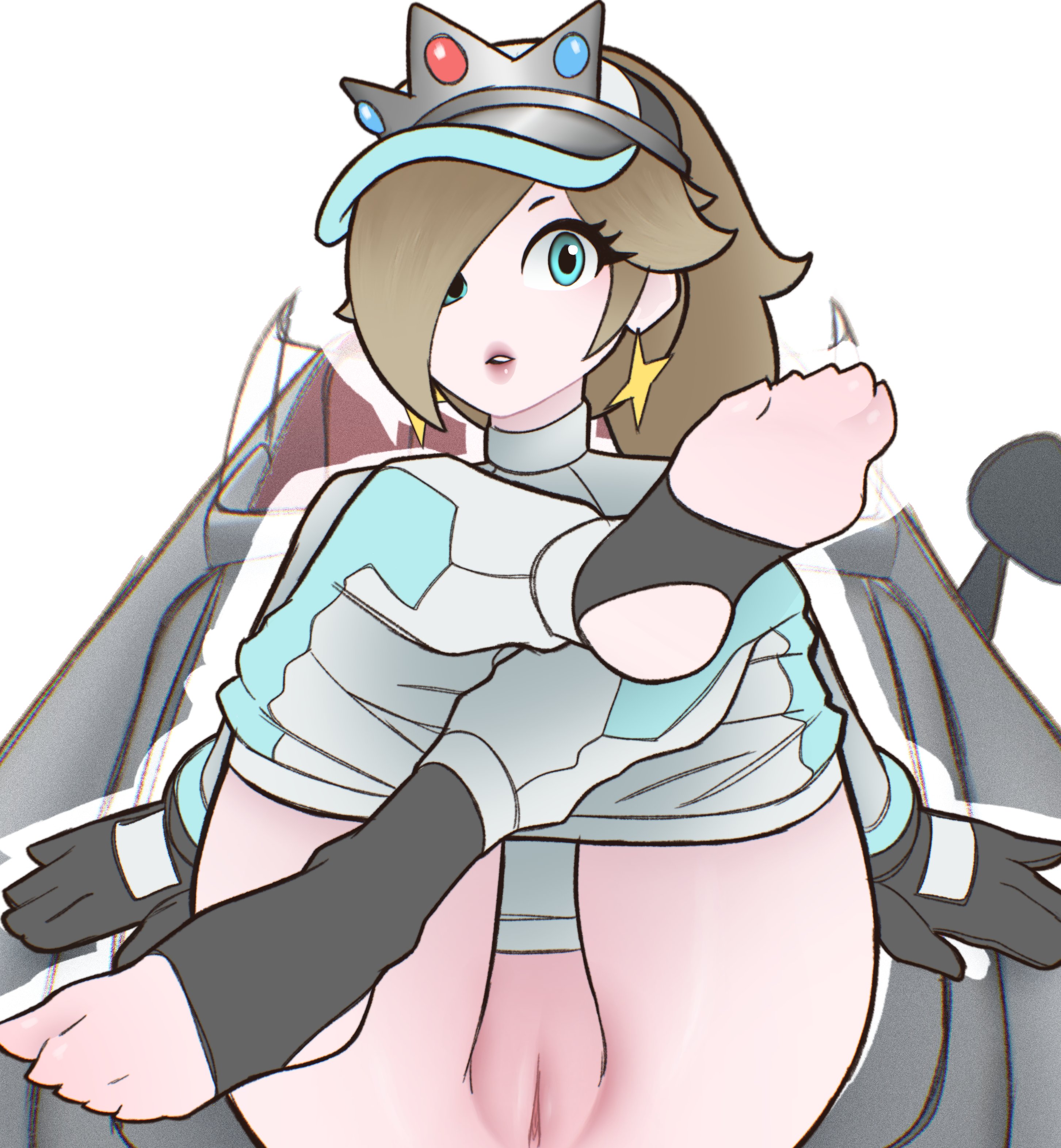alternate costume, foot fetish, mario (series), partially clothed, princess rosalina, rosalina, stirrup legwear, ueda8039, vagina