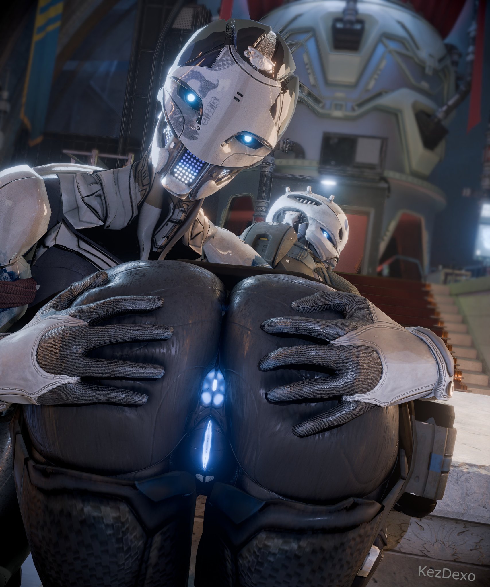 1girls, 2girls, ada-1, ass, ass focus, back, back view, big ass, big butt, butt, destiny (game), destiny 2, elsie bray, exo stranger, female, female focus, female only, kezdexo, looking at viewer, pussy, pussy juice, robot, robot girl, robot humanoid, robot joints, solo female