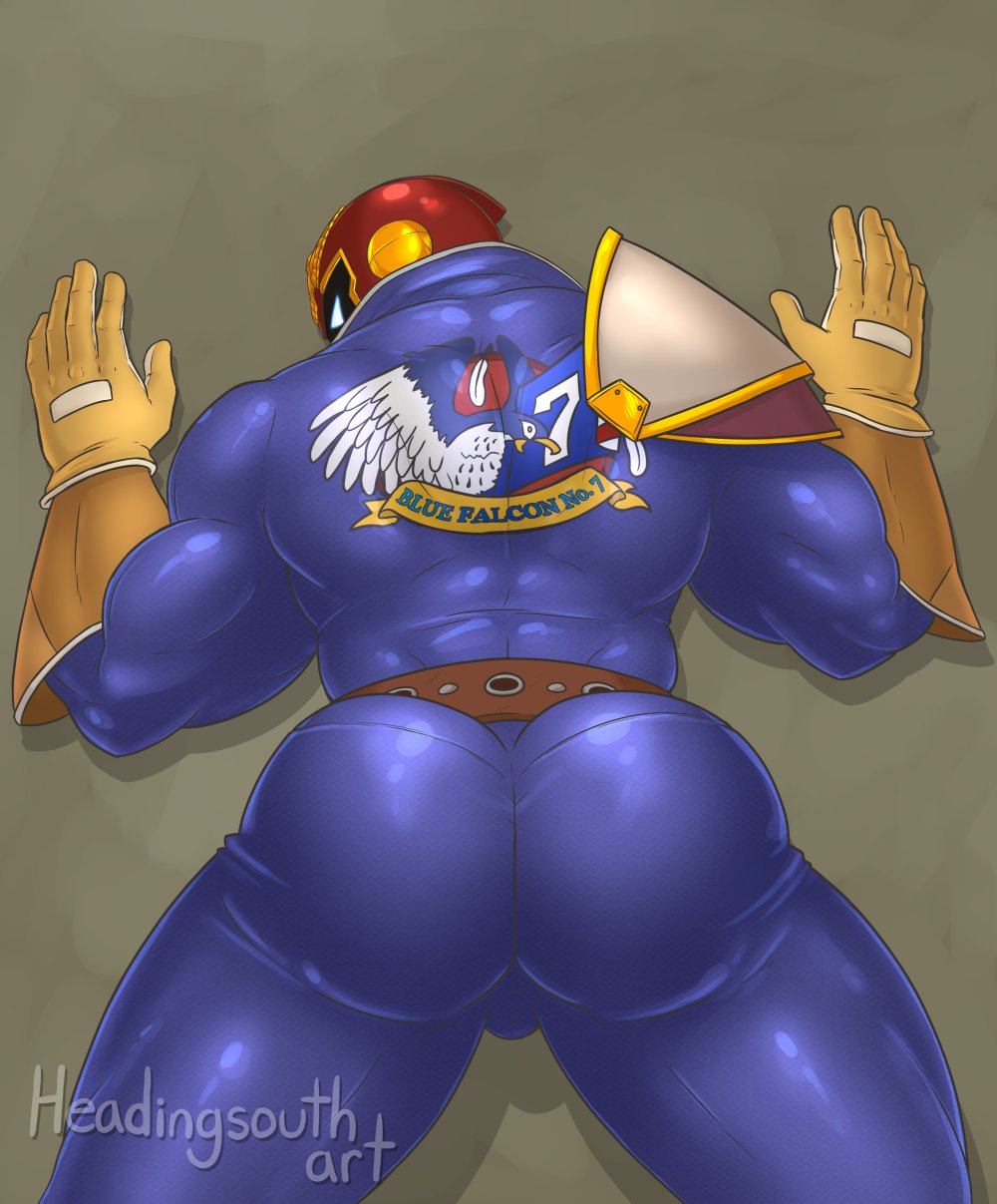 1boy 5_fingers against_wall arched_back arm_cuffs arm_support ass ass_focus back_muscles back_view ball_bulge bara belt biceps big_ass big_butt big_muscles blue_bodysuit bodysuit brown_belt bubble_ass bubble_butt bulge butt butt_focus captain_falcon clothed clothes clothing color dat_ass digital_media_(artwork) emblem english_text f-zero fat_ass forearm_armor from_behind fully_clothed gay gloves glowing_eyes handwear headingsouth headwear helmet human human_only leaning_forward leather_belt looking_back male male_focus male_only muscle muscles muscular muscular_legs muscular_male muscular_thighs nintendo presenting presenting_ass presenting_butt presenting_hindquarters racer red_helmet revealing_clothes round_ass shadowed_face shiny_clothes shoulder_armor skin_tight skintight_bodysuit solo solo_focus solo_male standing text thick thick_ass thick_legs thick_thighs tight_bodysuit tight_clothing tight_fit watermark yellow_gloves