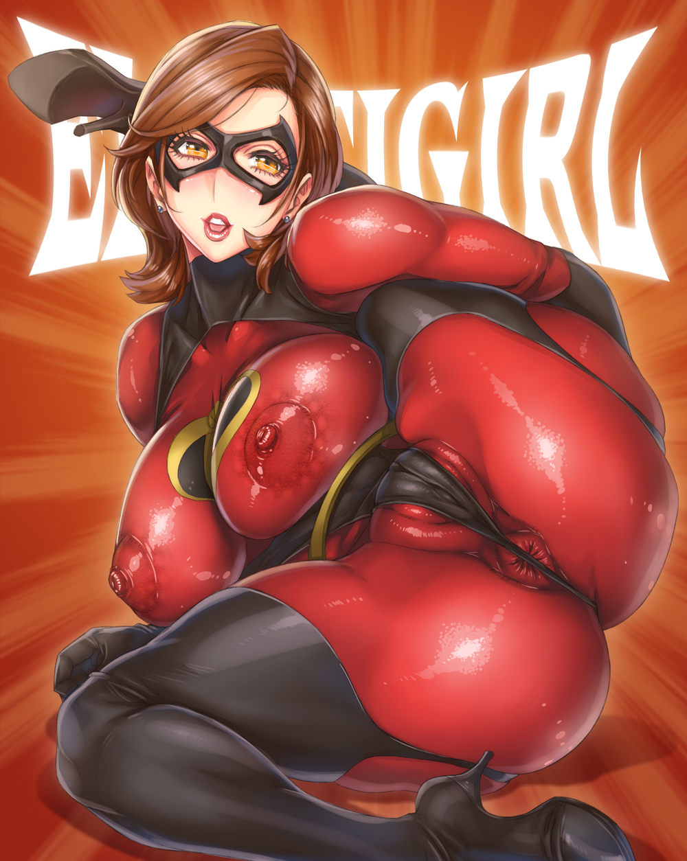 1girls, anus, areolae, armwear, big breasts, breasts, clothing, disney, elastigirl, eyewear, female, female only, footwear, handwear, helen parr, large breasts, legwear, looking at viewer, mask, momofuki rio, nipples, pixar, pussy, smooth skin, solo, spread legs, superheroine, the incredibles