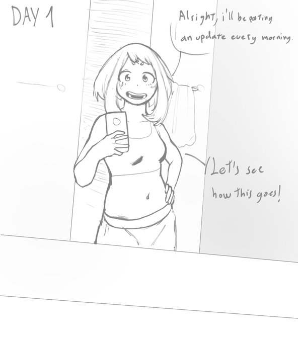 breast_expansion eroma eromamgasemsei3 instagram mirror my_hero_academia ochako_uraraka phone shounen_jump text