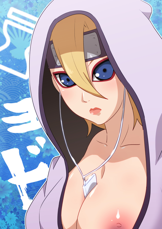 1girls areolae between_breasts big_breasts big_eyes blonde_hair blue_eyes blush boruto:_naruto_next_generations breasts clothed clothing earbuds eeshin_(eishin5584) exposed_breasts female female_only ghost_nipples headband huge_breasts human kunoichi large_breasts lipstick looking_at_viewer naruto nipple_slip nipples object_between_breasts open_clothes phone short_hair solo solo_focus white_skin yodo