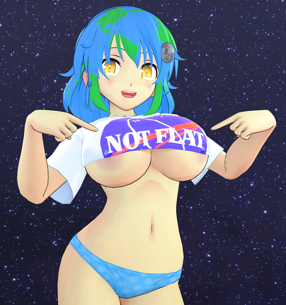 1girls, 3d, batesz, big breasts, breasts, cleavage, earth-chan, female, female only, large breasts, looking at viewer, solo, underboob