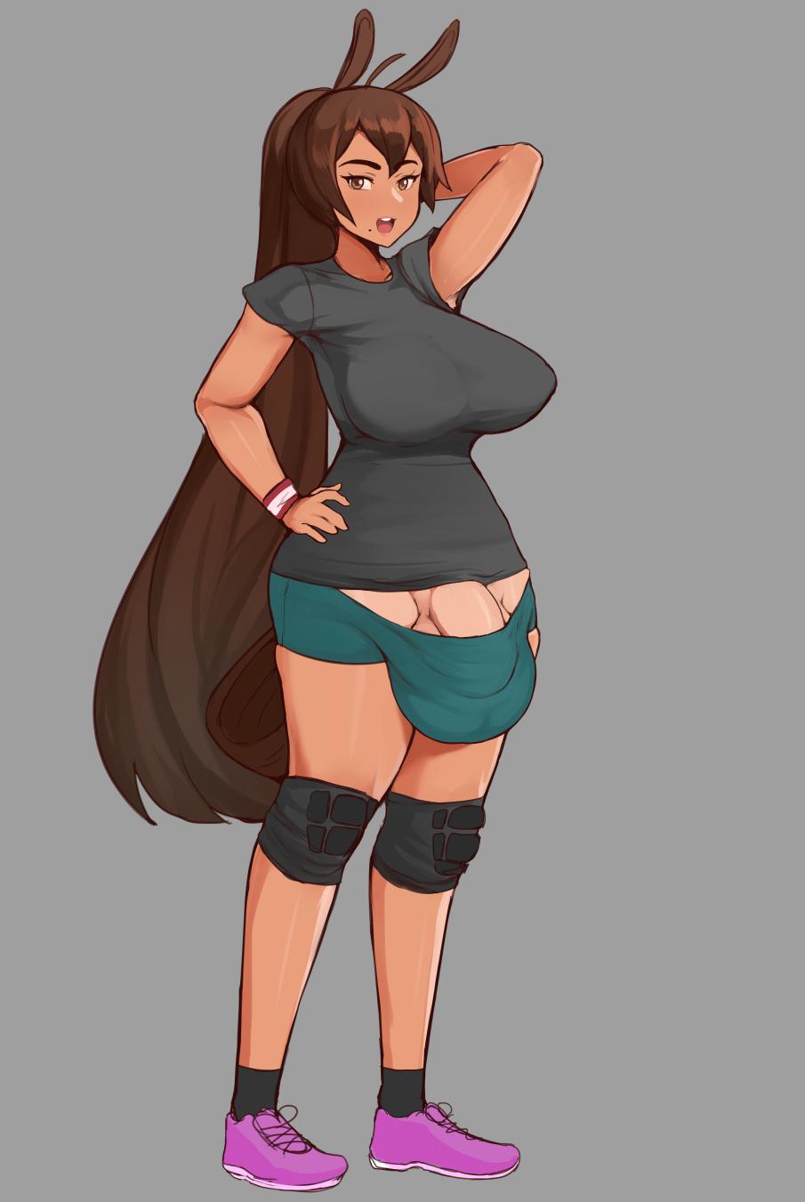 1futa, animal genitalia, animal genitalia on humanoid, animal penis, balls, breasts, bulge, dickgirl, flaccid, futa only, futanari, gaikiken, horsecock on humanoid, intersex, looking at viewer, penis, penis under clothes, solo, solo futa, testicles