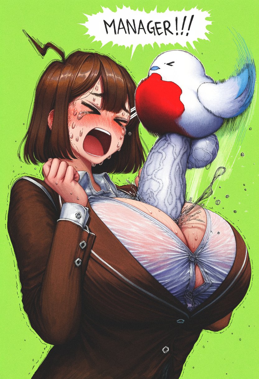 ai generated, fellatio, goddamnparasite, hod (lobotomy corporation), huge breasts, punishing bird, reverse paizuri