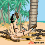 1girls animated breasts dildo female female_only human lara_croft lara_croft_(classic) nipples nude solo tagme text tomb_raider
