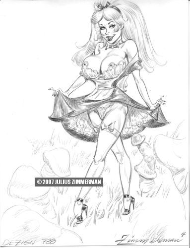 2007 alice_(disney) alice_in_wonderland alice_in_wonderland_(1951_film) alice_liddell disney julius_zimmerman monochrome nipples tagme