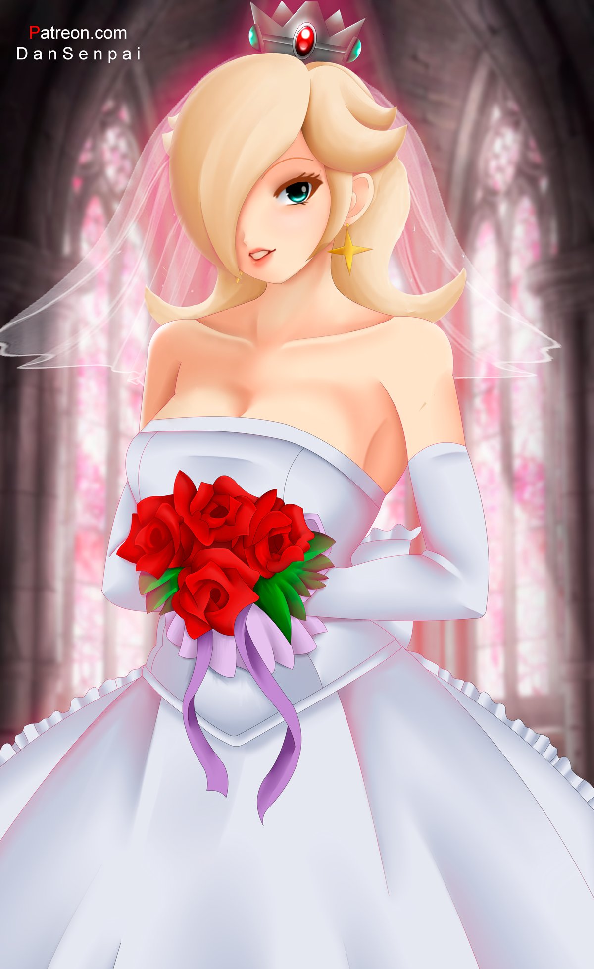 blonde_hair breasts female female_only looking_at_viewer mario_(series) nidavellirstudios nintendo princess_rosalina solo super_mario_galaxy tagme