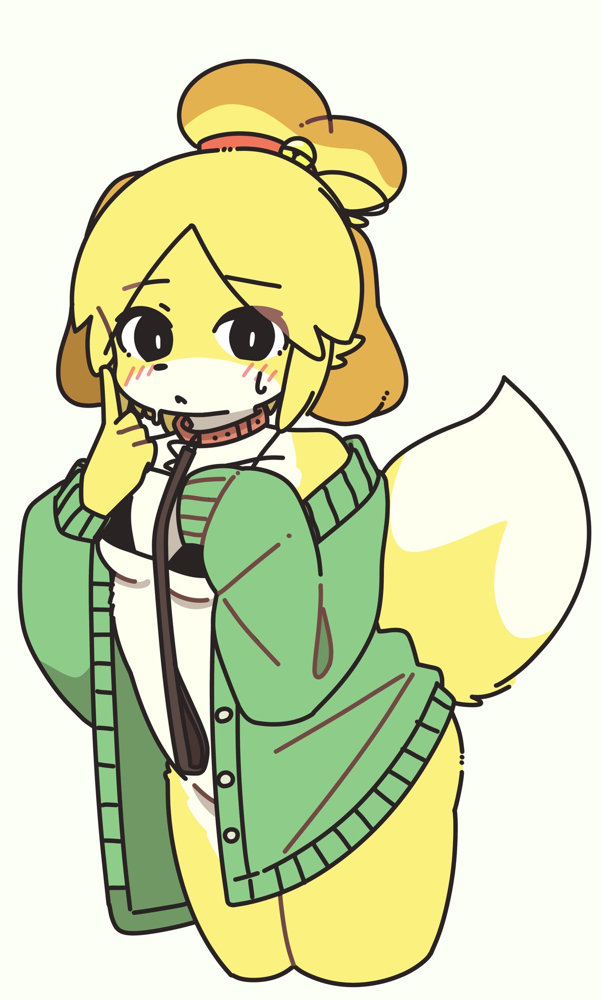 1girls, animal crossing, blush, blush lines, blushing, canid, canine, canis, domestic dog, doremifaso64, female, furry, isabelle (animal crossing), kemono, looking at viewer, nintendo, no panties, nude, simple background, solo, solo anthro, solo female, solo focus, tagme, yellow body, yellow fur