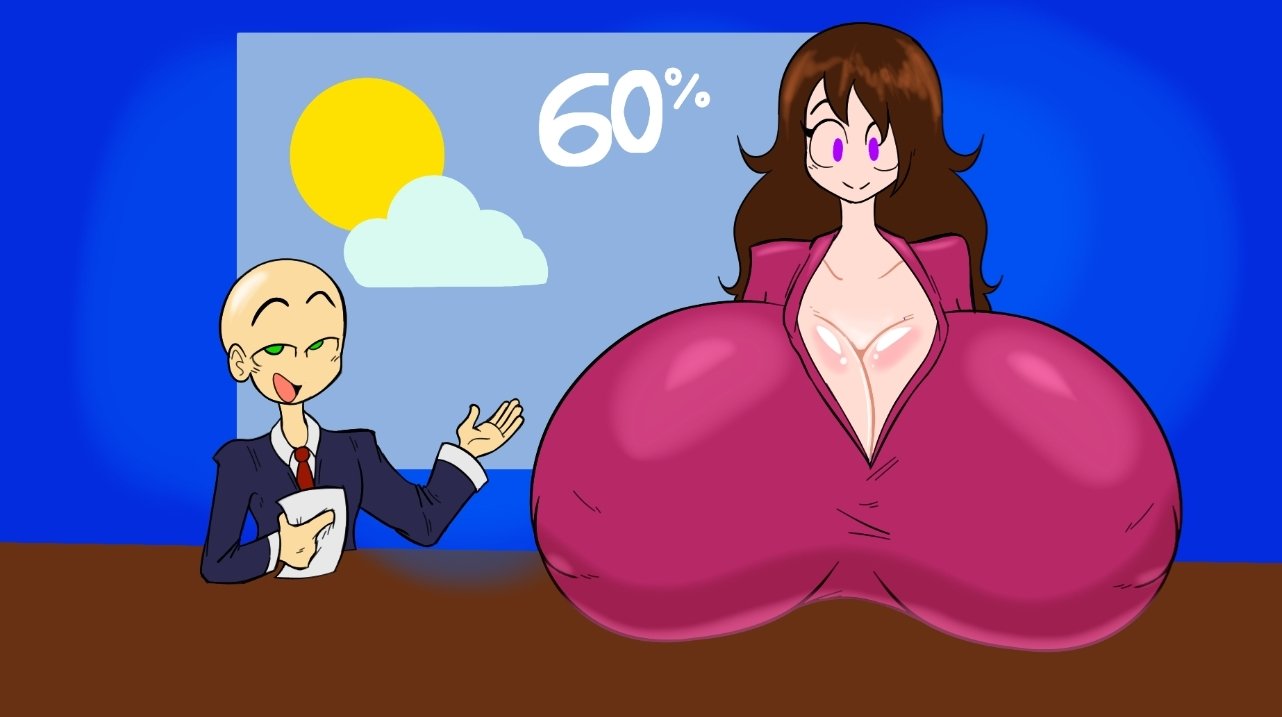 1boy 1girls candy_(cgthiccart) cgthiccart female huge_breasts hyper_breasts male nipple_bulge