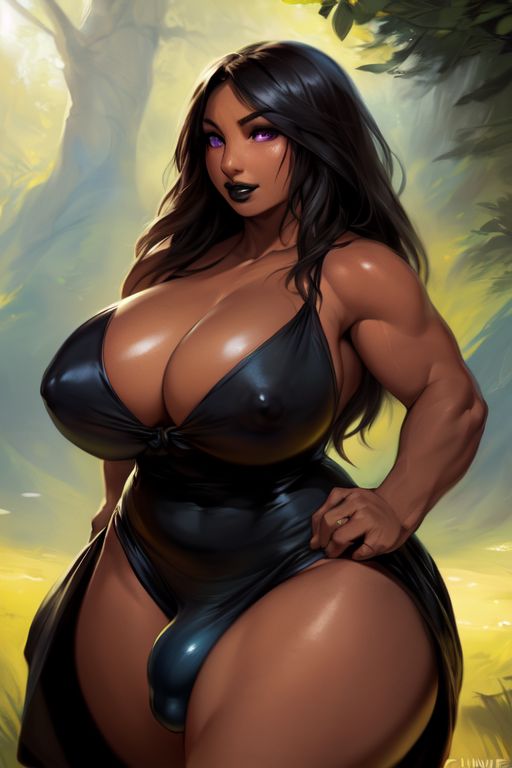 1futa 1futanari 1girls ai_generated areola areola_bulge areolae areolae_bulge ass belly black_clothes black_clothing black_dress black_lips black_robe breasts breasts_bigger_than_head crotch_bulge curly_hair dark-skinned_female dark-skinned_futanari dress female futanari holding_dress lips long_dress long_hair muscular muscular_arms nature nature_background navel nipple_bulge nipples_bulge oc original original_character othersd penis_bulge purple_eyes robe small_belly solo solo_female solo_futa solo_futanari strong the_witch_(othersd) thick thick_ass thick_body thick_thighs thighs very_long_hair wavy_hair witch