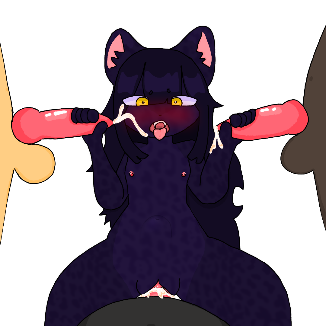 1girls, 3boys, 4some, adult on cub, adult on young, anthro, anthro on anthro, black fur, black hair, black panther, blush, blushing, brown fur, canine, cub, cum, cum in pussy, cum inside, female, female cub, female penetrated, furry, guronyan, handjob, haruki (guronyan), jaguar, knot, knotted, male, multiple boys, multiple males, older male, older male and younger female, older penetrating younger, panther, pussy, tongue, tongue out, yellow eyes, yellow fur, younger female
