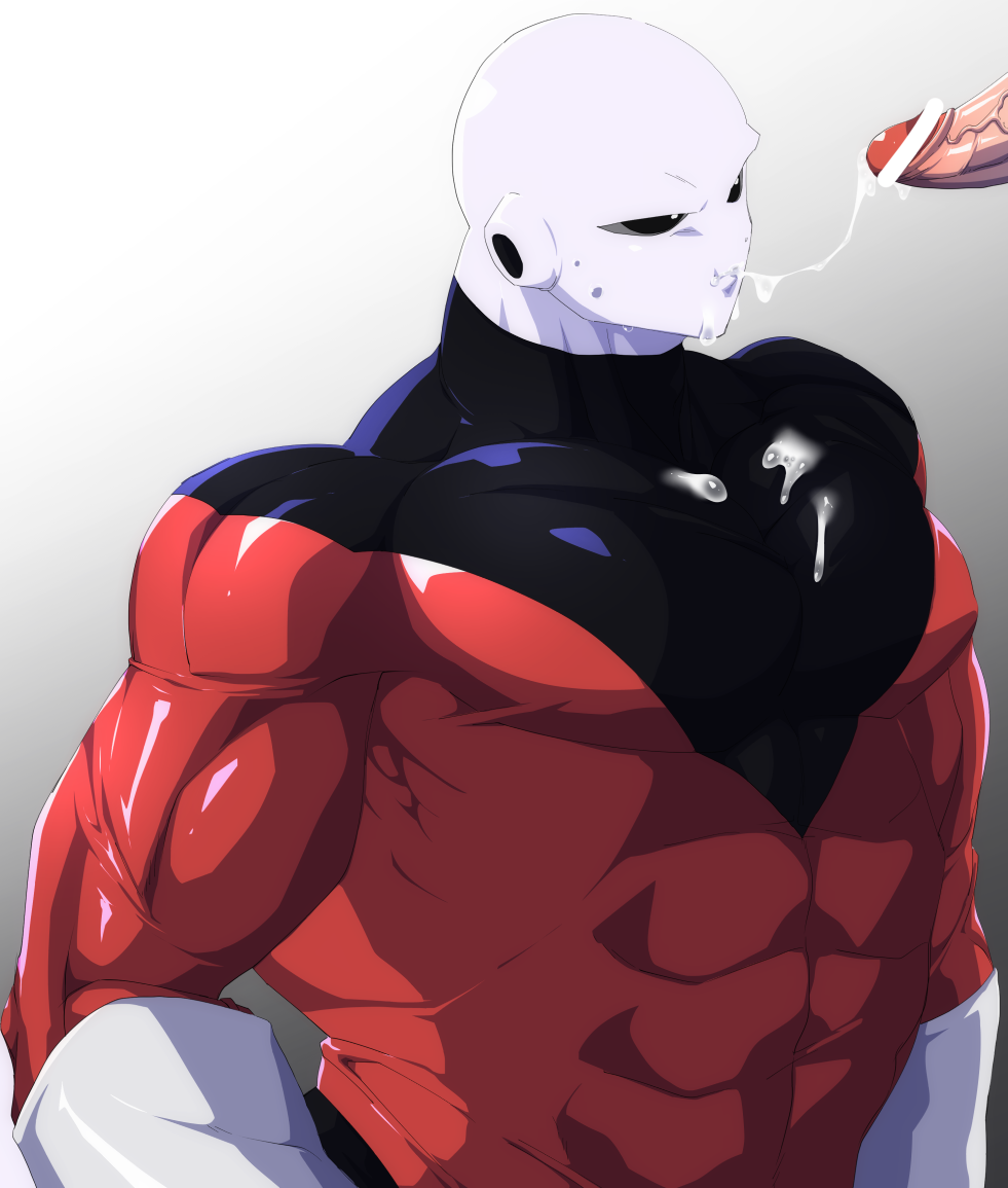 balls boner clothing costume cum cum_in_mouth cum_on_face cum_string dragon_ball dragon_ball_super erection gay jiren male male_only penis udimushi_(artist)