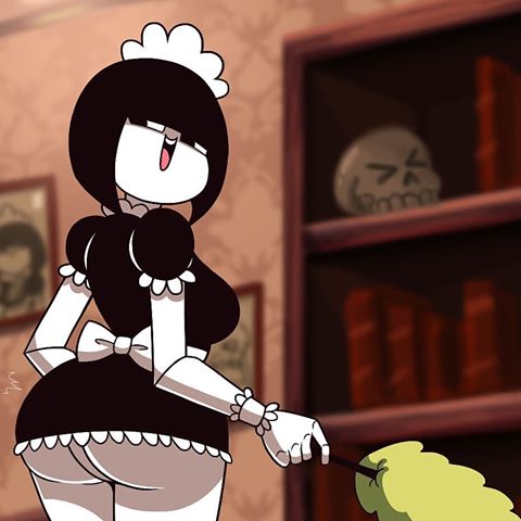 1girls, androjuniarto, ass, ass focus, big ass, big breasts, big butt, breasts, female, looking at viewer, maid, maidbot (androjuniarto), mob face, solo, wide hips