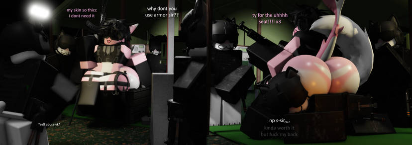 3d, ass, ass grab, big ass, femboy, furry, gay, male, massive ass, mermio, roblox, robloxian, shark tail, sitting on person, sylia (mermio), tagme, thick thighs