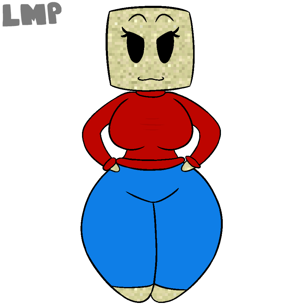 1girls big_ass big_breasts clothed female female_only lordmasterpleb minecraft minecraft_anthro_block minecraft_block oc sand sandmom_(lordmasterpleb) solo