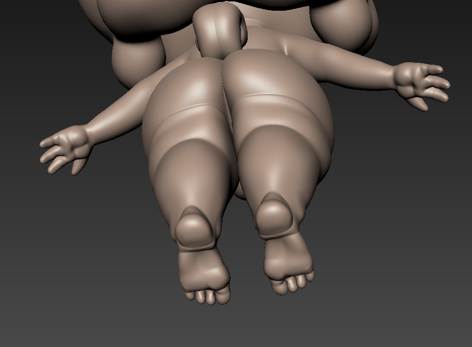 3d afro anthro ass ass_focus barefoot bubble_butt canine chubby curled_tail cute deep_navel featureless_crotch feet huge_thighs low-angle_view model pakobutt soles switch_(pakobutt) teapot_(body_type) thighhighs toeless_footwear toes wide_hips