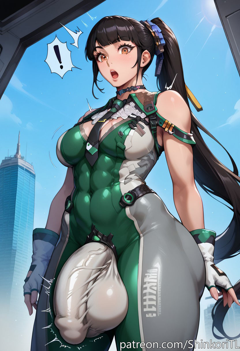 1futa 1futanari abs ai_generated big_ass big_balls big_butt big_penis black_hair bodysuit breasts bulge bulge_through_clothing choker dark_hair eve_(stellar_blade) exclamation_point flaccid flaccid_penis futa_only futanari gloves hair huge_balls huge_cock jewelry large_penis long_hair looking_at_viewer medium_breasts motion_lines navel open_mouth penis ponytail shinkoritl skindentation skintight skintight_bodysuit solo solo_focus solo_futa stellar_blade suprised surprised_face thick_thighs toned twitching twitching_penis white_skin wide_hips