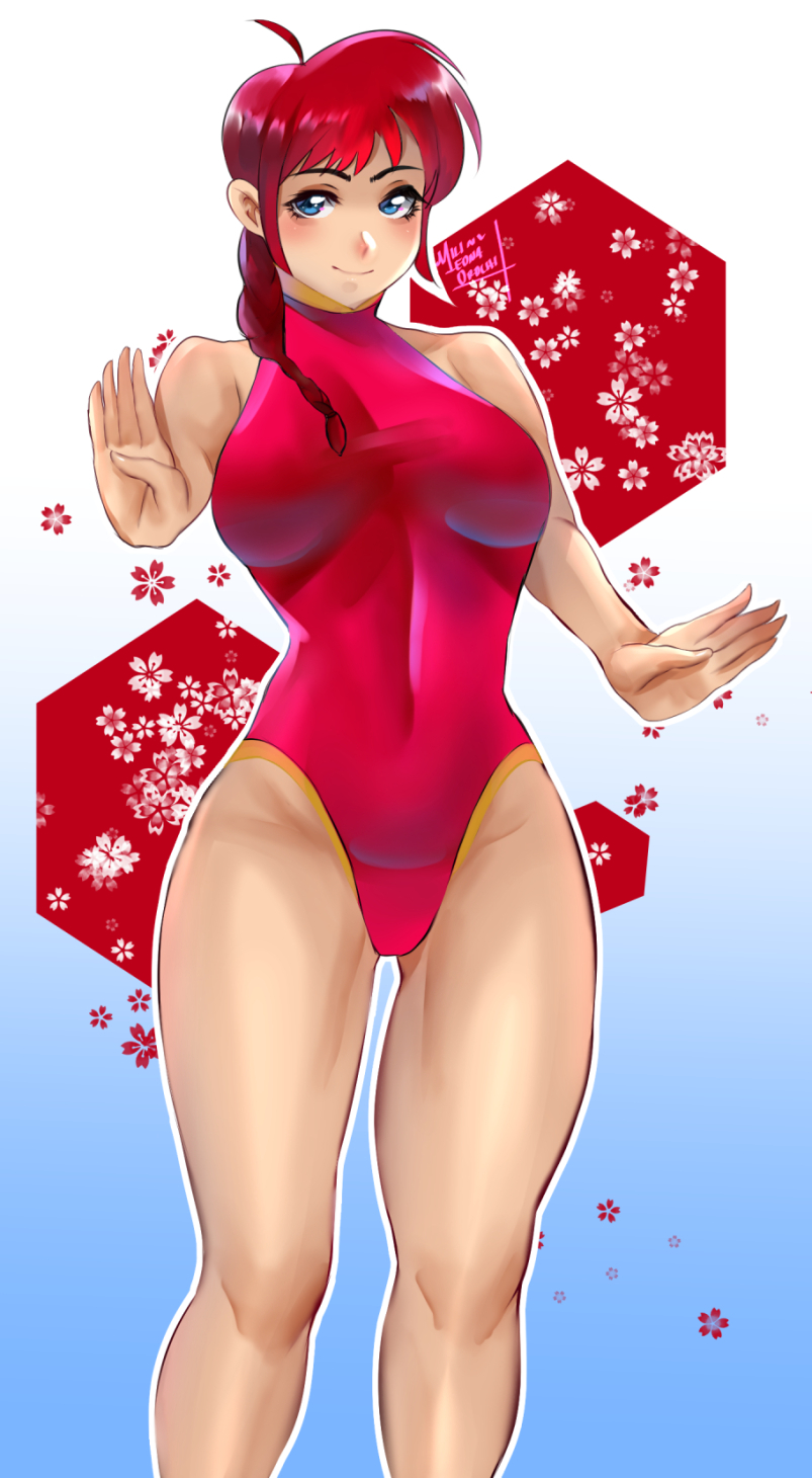 1girls, ass, blue eyes, braid, breasts, cameltoe, cleavage, clothing, curvy, erect nipples, female, huge areolae, huge ass, huge breasts, large breasts, milileonaorochi, nipples, orange hair, puffy nipples, pussy, ranma 1/2, ranma saotome, ranma-chan, red hair, rule 63, small breasts, thick lips, voluptuous, wide hips