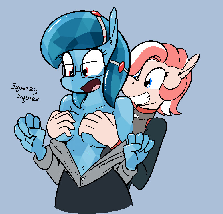 1boy 1girls 2018 blue_body blue_eyes blue_hair breast_grab breasts coral_reef_(oc) crystal_pony_(mlp) earth_pony female femboy fondling_breasts glasses grin historia_(whatsapokemon) male medium_breasts my_little_pony no_bra pink_hair pink_skin red_eyes shirt_down smile square_glasses surprised twink two_tone_hair whatsapokemon