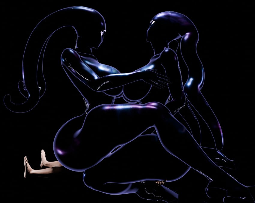 alien alien_humanoid anthro cowgirl_position deity dominant dominant_female facesitting female female/female from_front_position group group_sex human human_on_anthro humanoid interspecies macro male male/female male_human mammal mildmeat mouthless on_bottom on_top purple_body reverse_spitroast sex sitting_on_another size_difference smaller_male space submissive submissive_male threesome trio universe