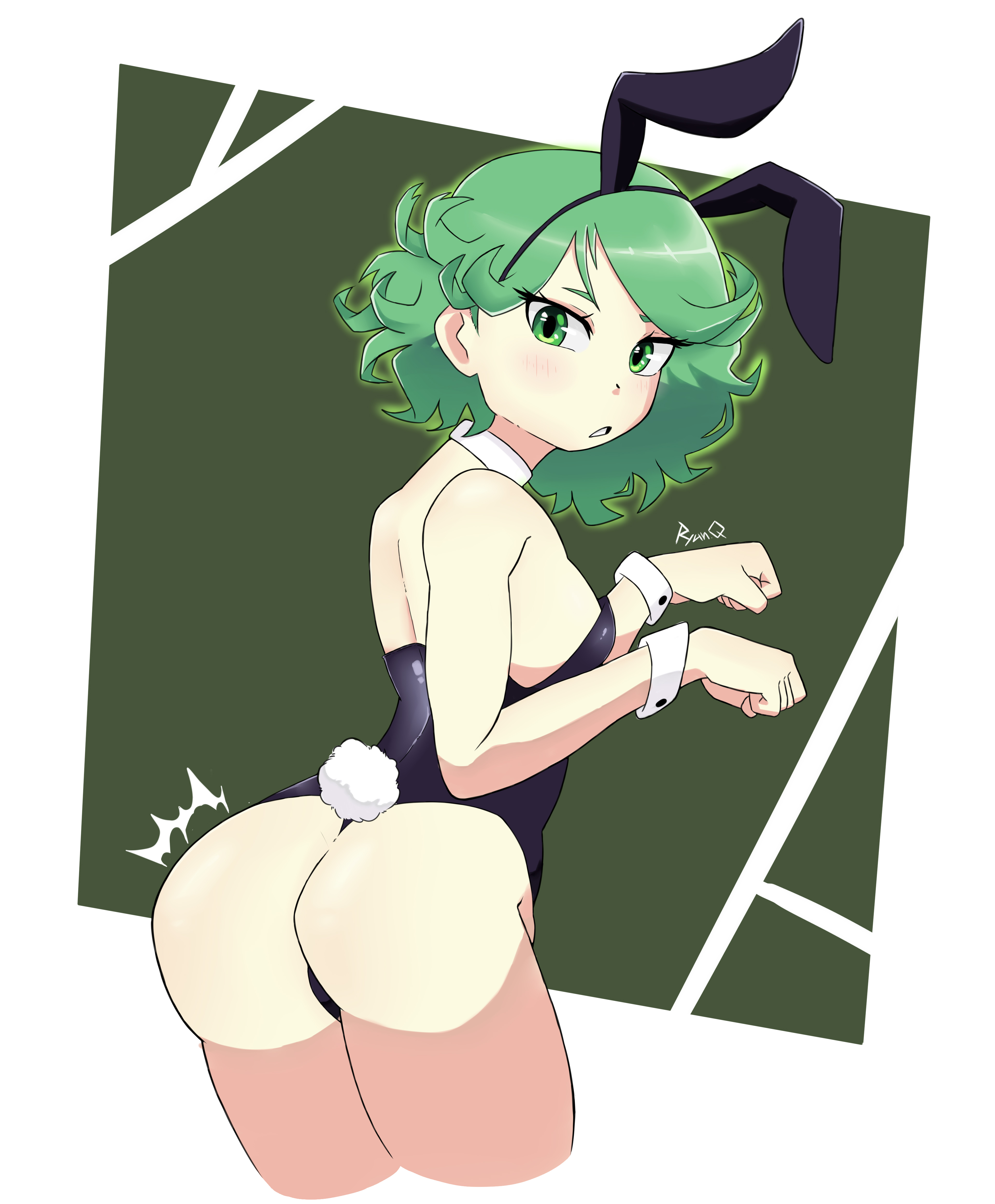 1girls, angelquartz (artist), ass, big ass, big butt, bunnysuit, female, female only, one-punch man, solo, tatsumaki