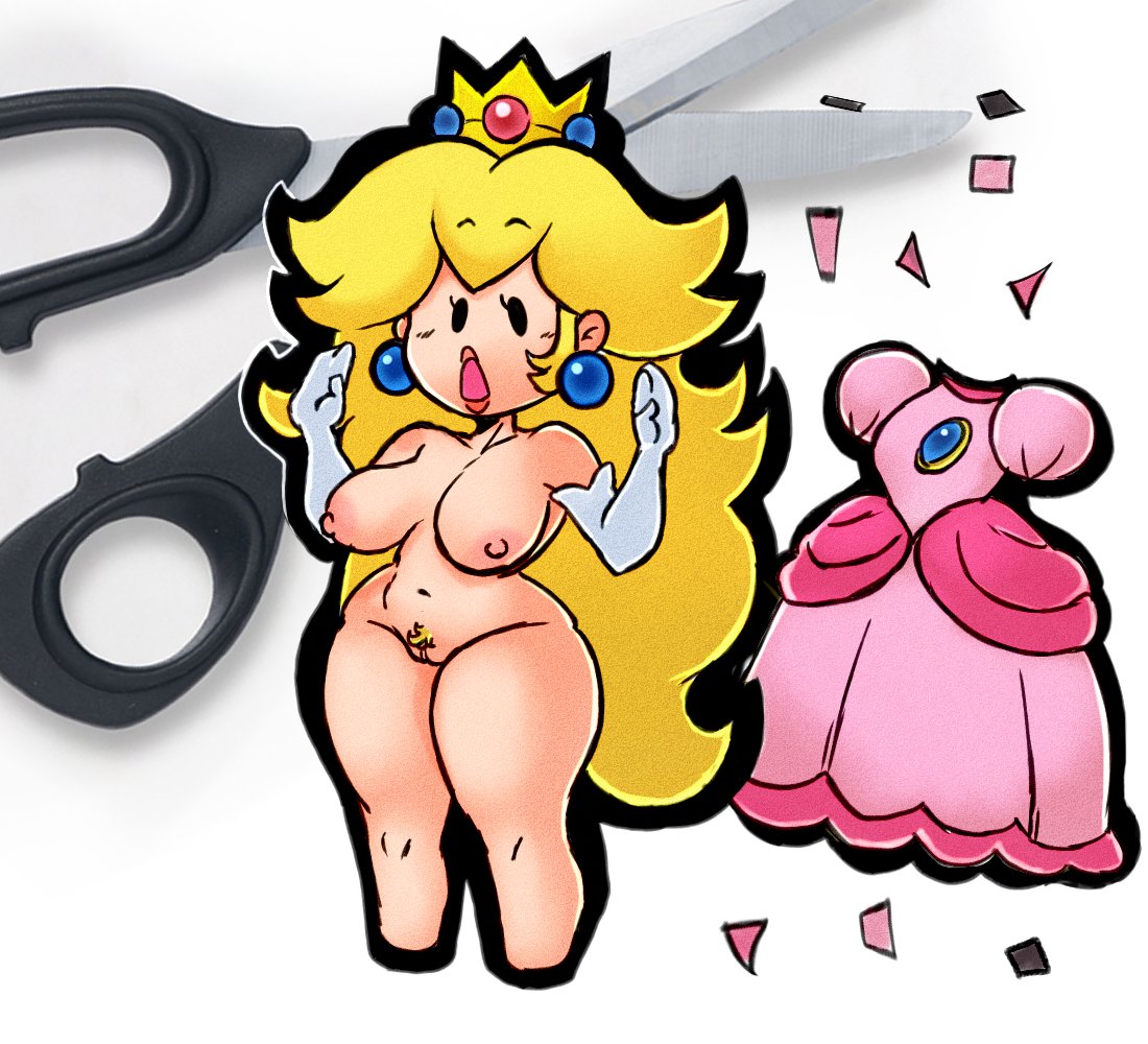 1girls breasts embarrassed embarrassed_naked_female embarrassed_nude_female enf female mario_(series) naked nude paper_mario paper_mario:_the_thousand-year_door paper_peach princess_peach princesskari pussy