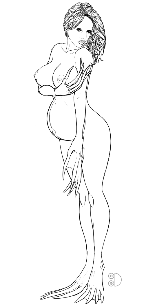 1girls belly big_belly big_breasts breasts female frog frog_girl frog_humanoid gigantic_breasts monster_girl nipples nude pregnant solo tittydispenser