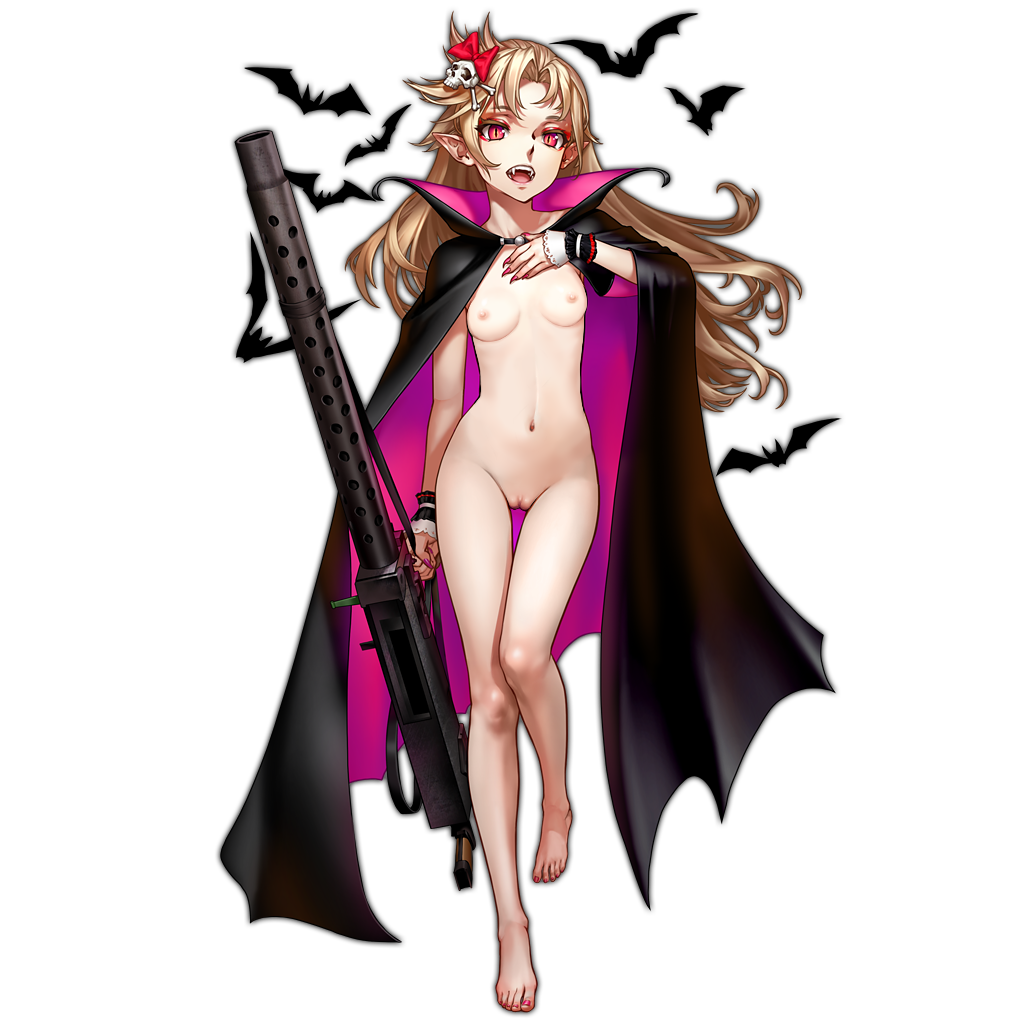 as109 barefoot bat blonde_hair breasts cape eyeliner fangs feet female fingernails flipped_hair full_body functionally_nude girls'_frontline gun hair_ornament hand_on_own_chest long_fingernails long_hair m1919a4_(girls'_frontline) machine_gun makeup nail_polish navel nipples nude open_mouth petite pink_toenails pointy_ears pussy red_eyes sharp_fingernails skull_hair_ornament slit_pupils small_breasts solo standing standing_on_one_leg thigh_gap third-party_edit toenail_polish toes transparent_background uncensored vampire weapon wrist_cuffs