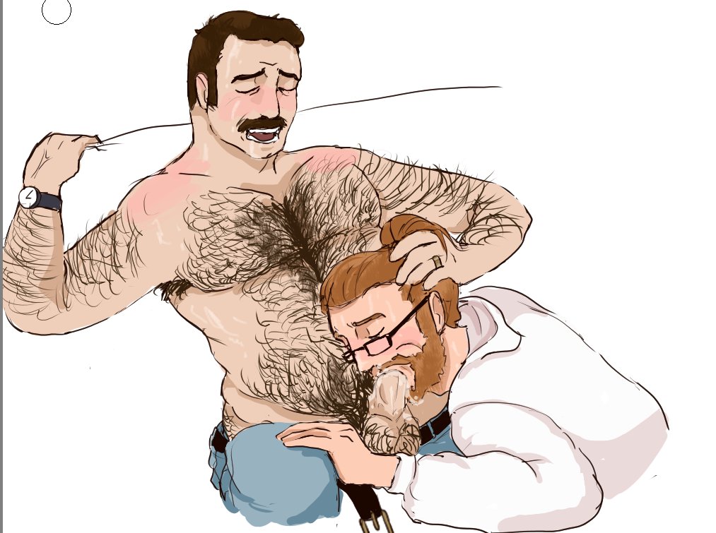 2boys arm_hair armpit_hair bara beard belt blowjob blush blushing body_hair chest_hair closed_eyes clothed_sex cum cum_in_mouth deepthroat elliot_karponzi fellatio gay glasses hairy hairy_ass hairy_male hairy_scrotum hand_on_head implied_cheating jeans male male/male male_only man_bun mouth_open mr._birchum muscular_male mustache richard_birchum saliva shirtless shirtless_male simple_background submissive_male sweat thick_chest_hair watch wedding_ring white_background white_shirt woke