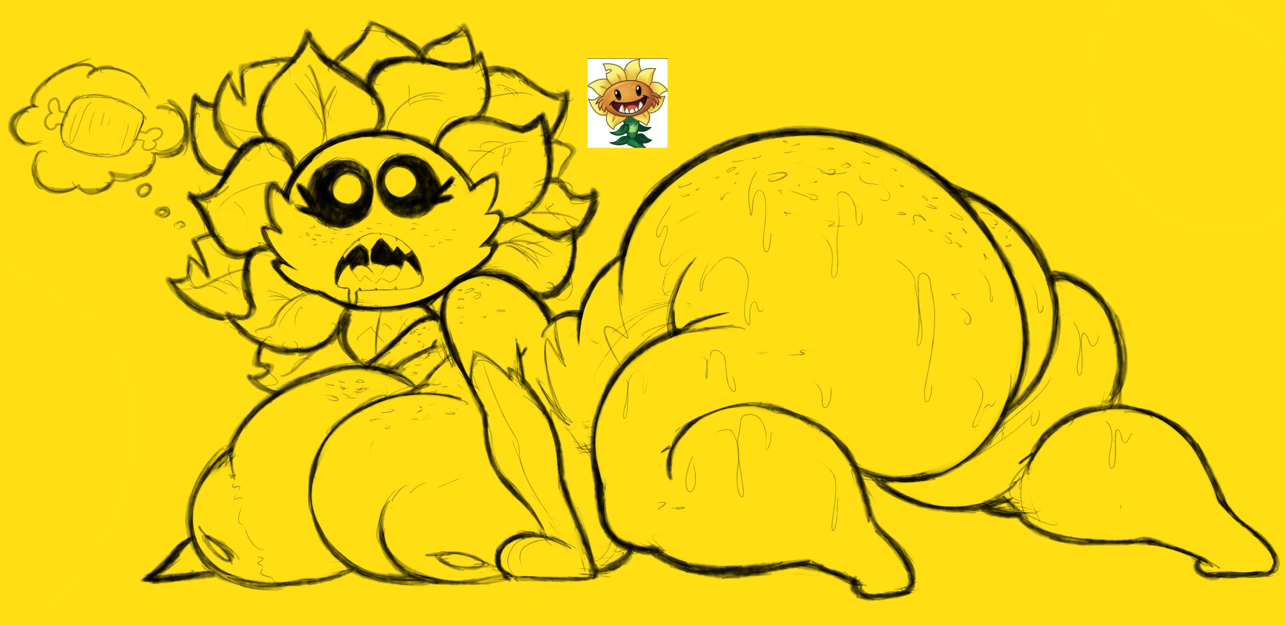 1girls, 2d, 2d (artwork), ass, big ass, big breasts, breasts, cumlord, cumlord (artist), female, flora fauna, freckles, just coffee, plant, plant girl, plantie, plants vs zombies, popcap games, primal sunflower (pvz), sharp teeth, sunflower (pvz), sweat, sweating, tagme, thick ass, wanting sex