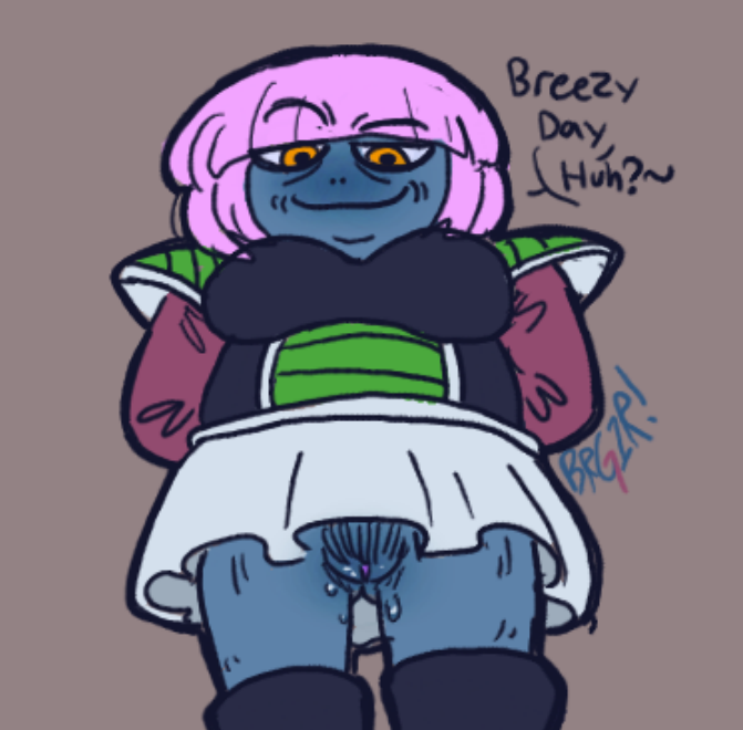 1girls berryblue bottomless brg1r clothed clothed_female clothing dragon_ball dragon_ball_super dragon_ball_super_broly exposed_pussy no_panties no_pants no_underwear presenting presenting_pussy pussy pussy_juice pussy_juice_drip pussy_out vagina