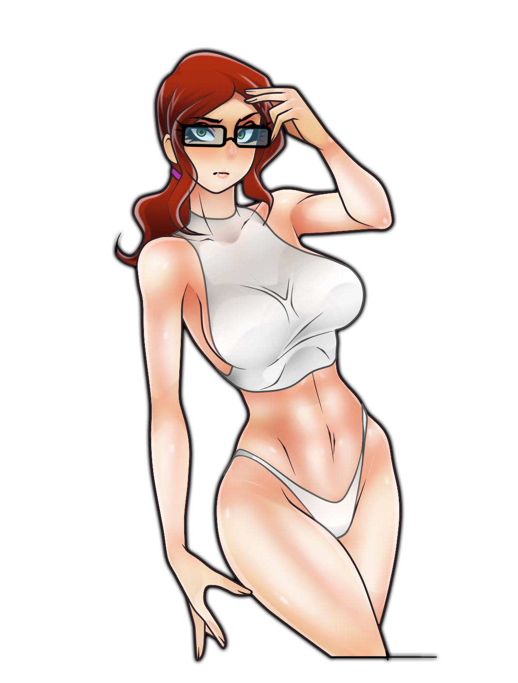 green eyes, jago dibuja, living with hipstergirl and gamergirl, original character, white panties