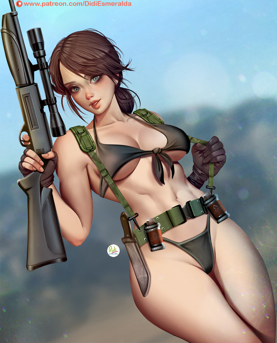 1girls, big breasts, breasts, cleavage, didi esmeralda, female, female only, fully clothed, large breasts, metal gear solid, metal gear solid v, quiet (metal gear), revealing clothes, skimpy clothes, solo