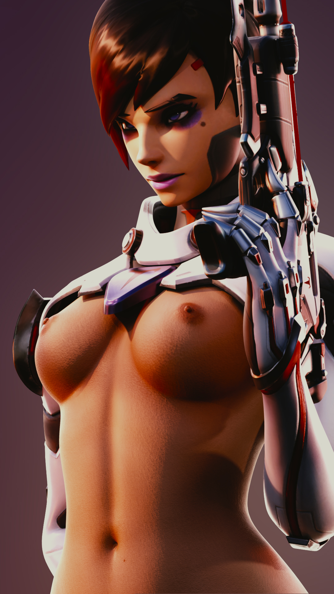 1girls, 3d, alternate costume, areolae, blender, breasts, female, female only, nipples, overwatch, overwatch 2, overwatch archives, solo, sombra, talon sombra, wunder