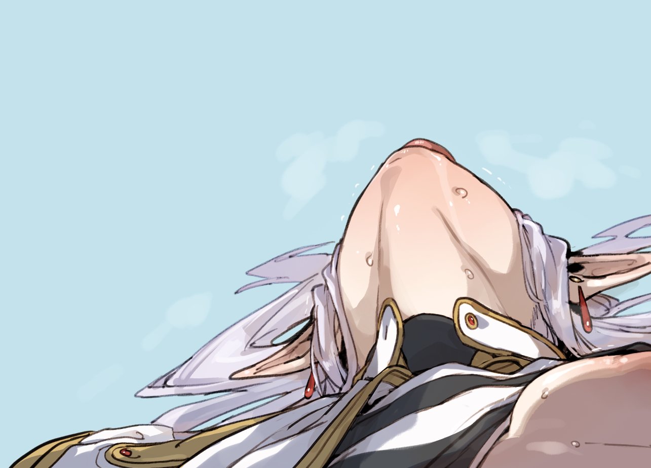 1girls, areola, areolae, doppel, elf, elf ears, elf female, elf girl, female, female only, frieren, implied penetration, implied sex, meme, meme reference, nipple, sousou no frieren, upward angle frieren drawing (meme), white hair