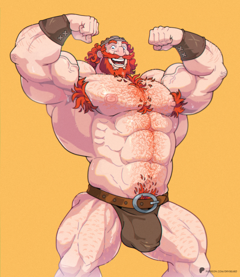 bara, beard, brave, bulge, daddy, dilf, disney, flexing both biceps, flexing muscles, ginger, hairy, hairy armpits, king fergus, male only, muscular, muscular male, pixar, red hair, solo, vinceart2