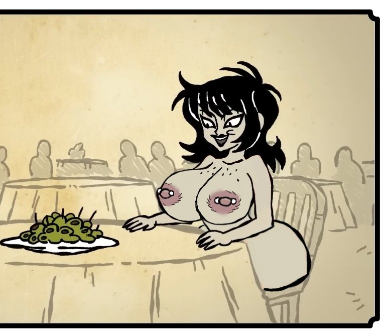 5 alguma coisa, breasts, carmesinho, jamily (5 alguma coisa), nude, nude female, original character, restaurant