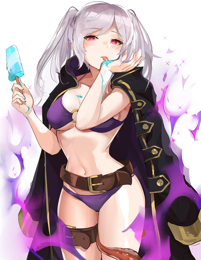 1girls bikini breasts corruption dark_aura dark_persona female female_only fire_emblem fire_emblem_awakening fire_emblem_heroes grima_(fire_emblem) ice ice_cream o-ring_bikini octopus ormille possession red_eyes robe robin_(female)_(summer)_(fire_emblem) robin_(fire_emblem) robin_(fire_emblem)_(female) solo solo_female swimsuit tongue tongue_out white_hair